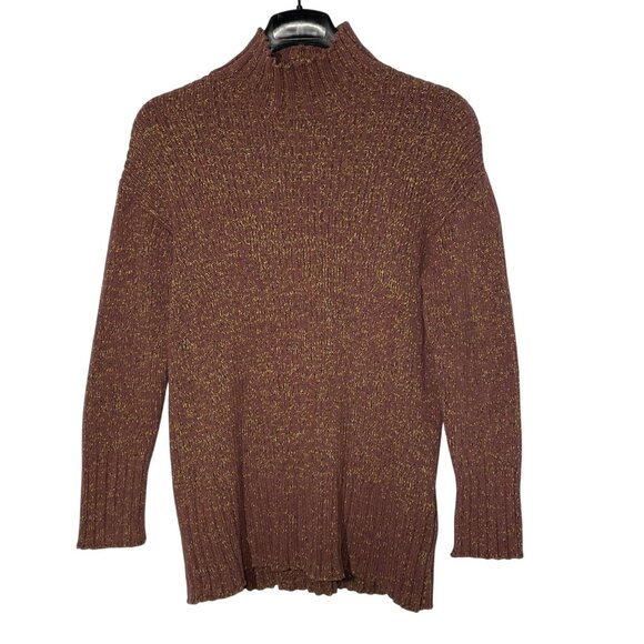 Free People Beach Chunky Ribbed Knit Mock Neck Sweater Speckled Sz XS - Picture 1 of 8